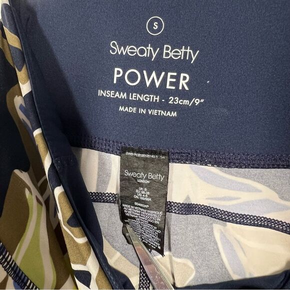 Sweaty Betty Womens Size Small Power 9 Inch Green Paper Leaf Print Biker Shorts - Picture 12 of 15